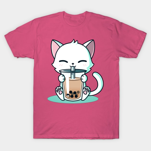 Cute Cat Drinking Cold Drink - Cute Funny Cat Love Artwork T-Shirt by LazyMice